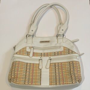 Stone Mountain Accessories White and Tan Shoulder Bag